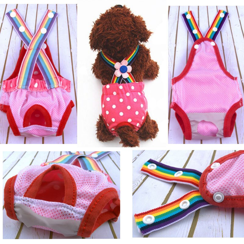 Polka Dot Washable Dog Diapers Antibacterial Sanitary Dog Physiological Pant Suspenders Dogs Underwear Shorts Dog Briefs Panties