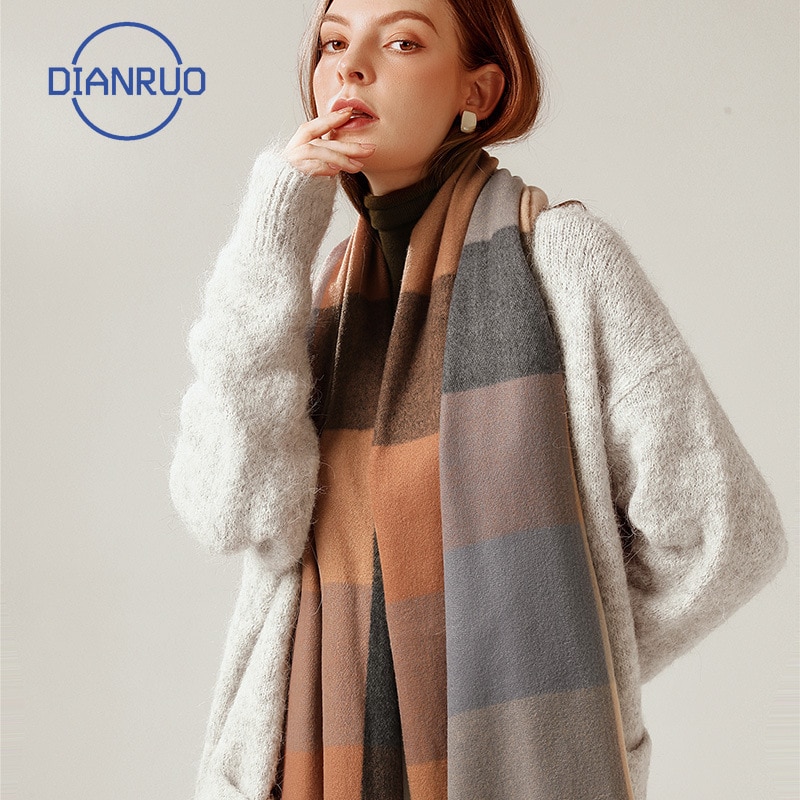 Dianruo Klassieke Herfst Winter Grace Vrouwelijke Plaid Sjaal Vrouwen Sjaals Brede Roosters Lange Shawl Wrap Deken Warm Sjaals R331