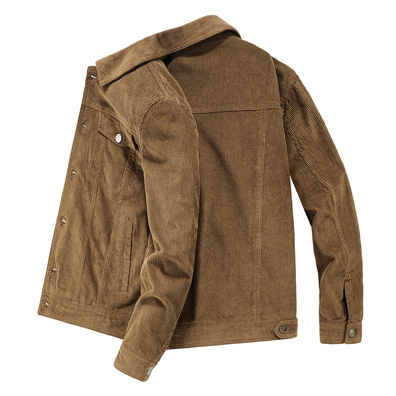 Chaqueta de pana para hombre, abrigo ajustado de manga larga con cremallera, Estilo Vintage, informal, a la , primavera y otoño