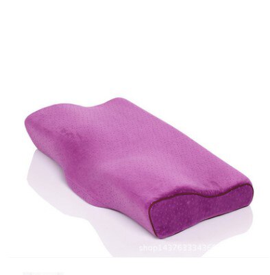 Orthopedische Geheugen Kussen Voor Nekpijn Bescherming Trage Rebound Memory Foam Kussen Gezondheidszorg Cervicale Nek Kussensloop: Purple with cover