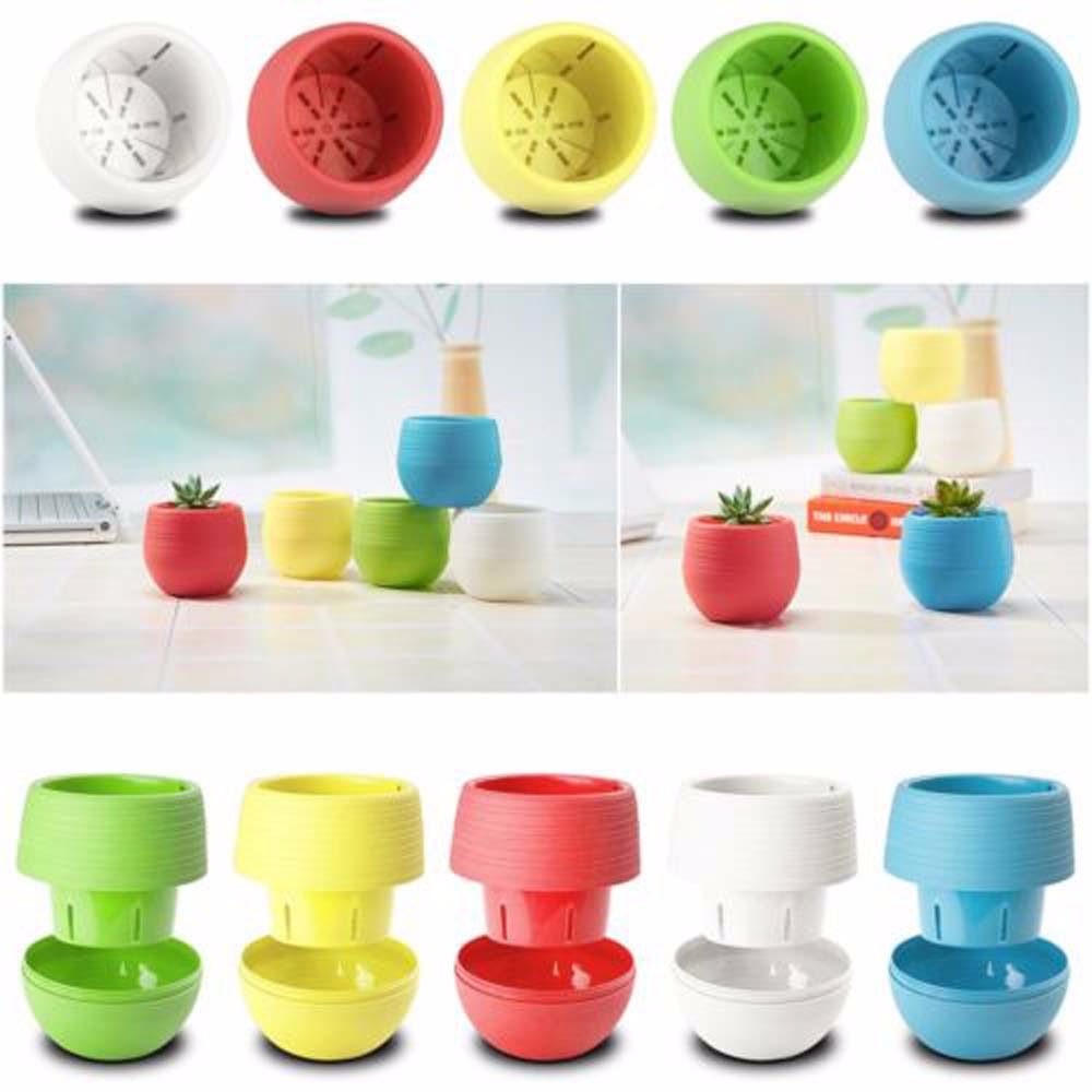 Mini Colorful Round Plastic Flower Pots Planter Home Office Desktop Garden Decoration Desktop Flower Pots