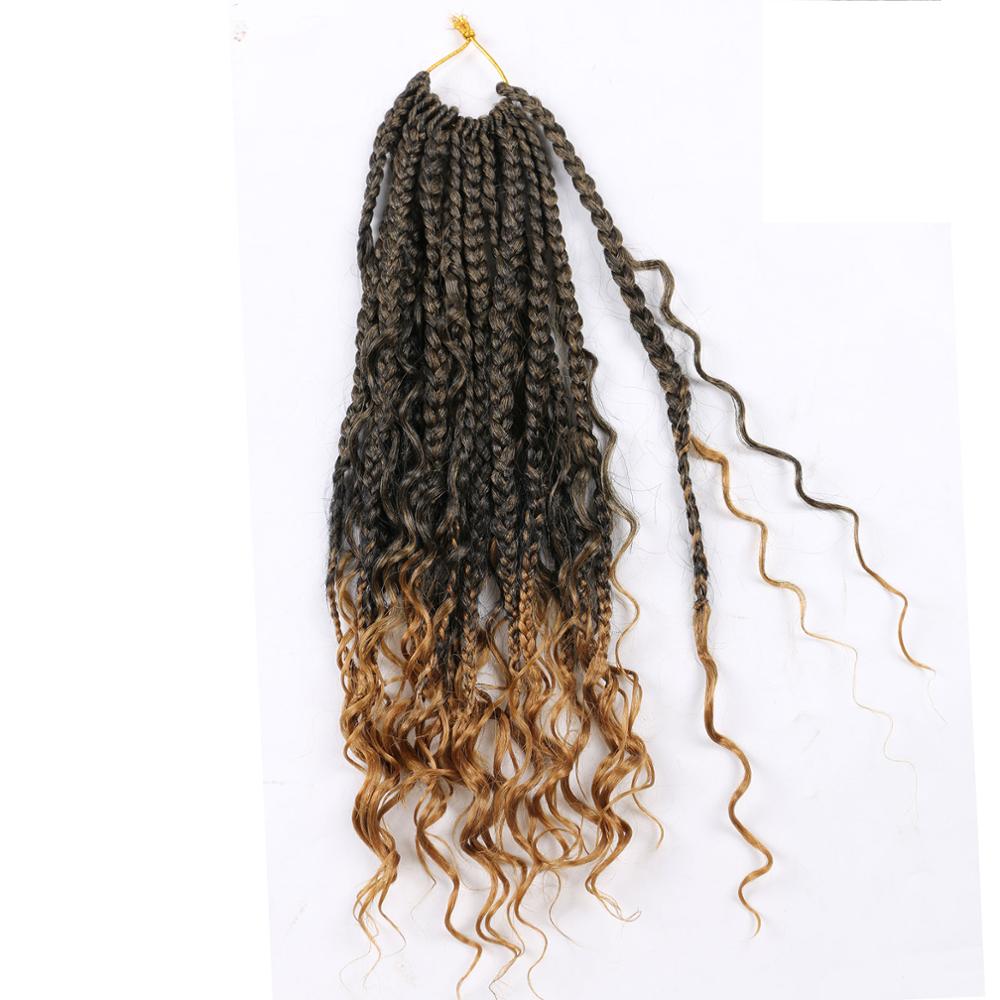 Crochet Box Braids Curly Ends 14 Inch Bohemian Box Braids Crochet Hair for Black Women 3X Crochet Braid Hair Extensions