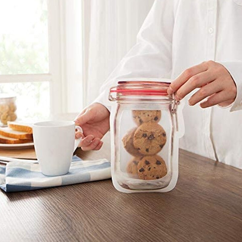 Mason jar lynlås poser snack sandwich lynlås lukning poser genanvendelige lufttætte forsegling opbevaringsposer lækagesikre madspareposer
