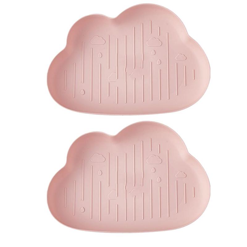 2PCS Cloud Shape Snack Dish Candy Fruit Plate Dry Food Plate Bowl Plastic Serving Plate for Home: Light Pink
