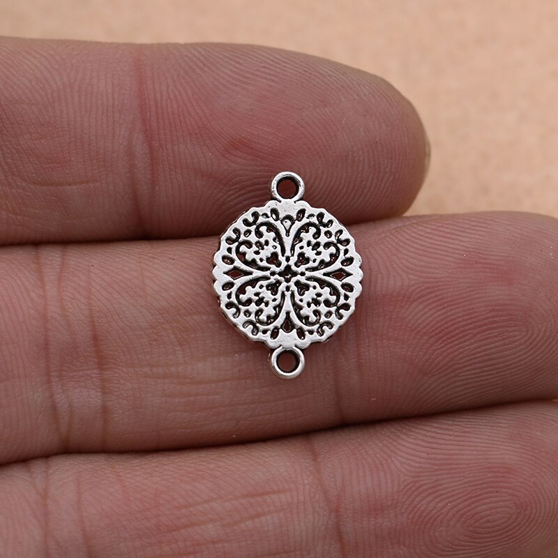 Kjjewel tibetano prata chapeado flor conector para fazer jóias pulseira acessórios diy descobertas 10 pçs/lote: s6