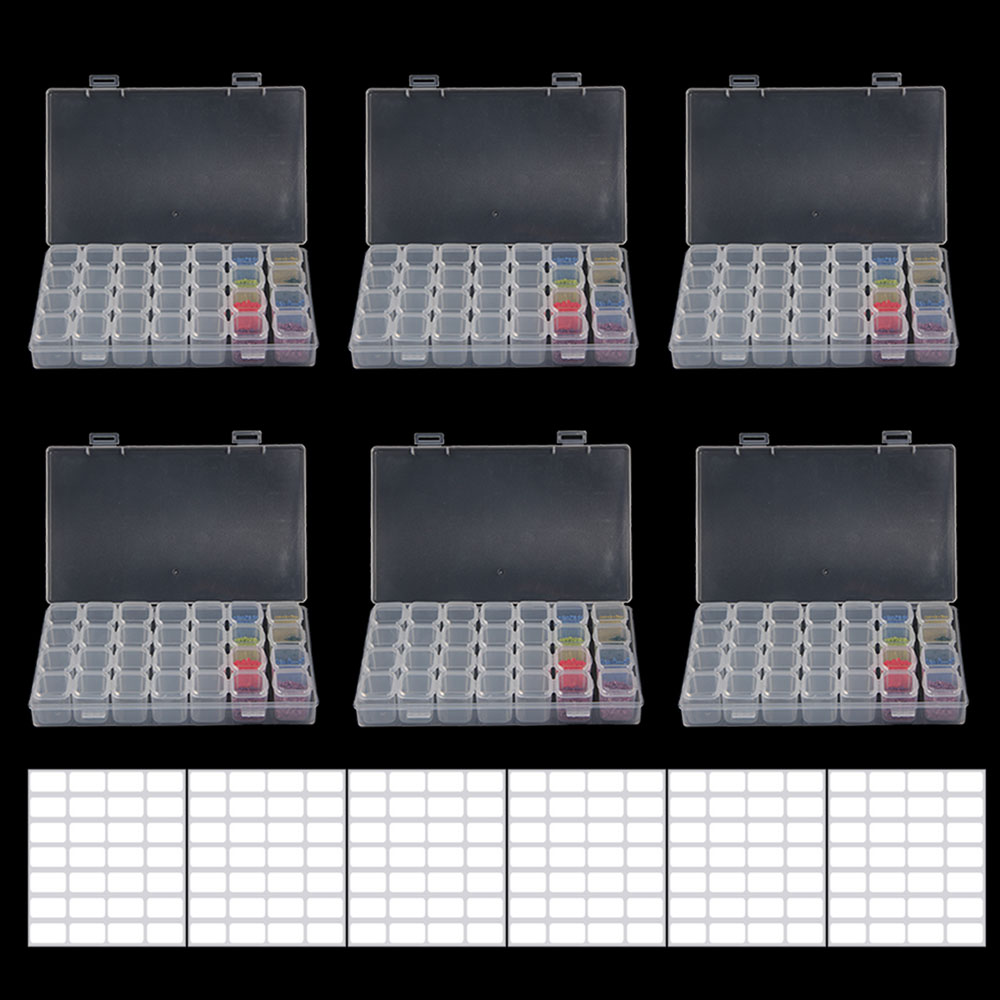 8/28Grid Transparent Plastic Suitcase Diamond Bead Container Storage Box Tool Nail Art Rhinestone Mosaic Organizer Accessories: 28 grid 6pcs