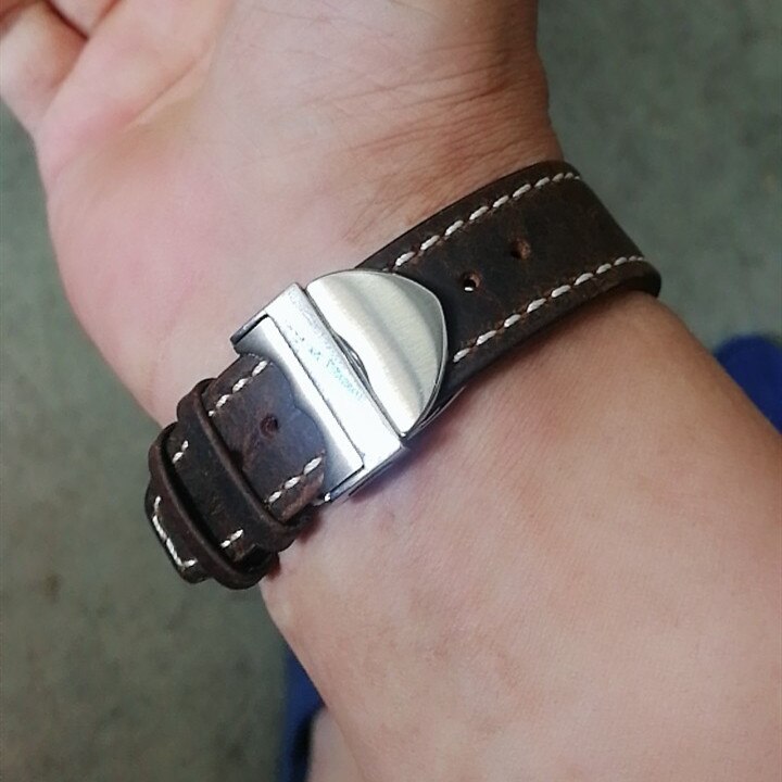 Bracelet de montre Vintage marron fait main en cuir de cheval fou 20mm 21mm 22mm bracelet de montre en cuir de veau véritable pour IWC: Dark brown / 20mm