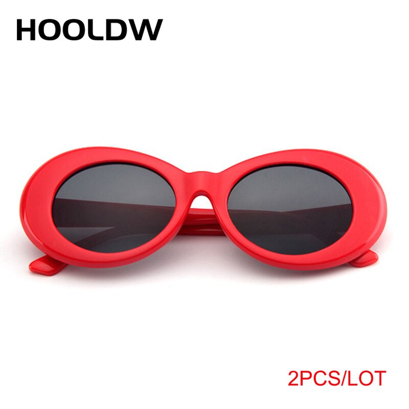 2 st/lot clout goggle kurt cobain solglasögon herr dam vintage ovala runda solglasögon dam  uv400 glasögon gafas de sol: 2 rödgrå