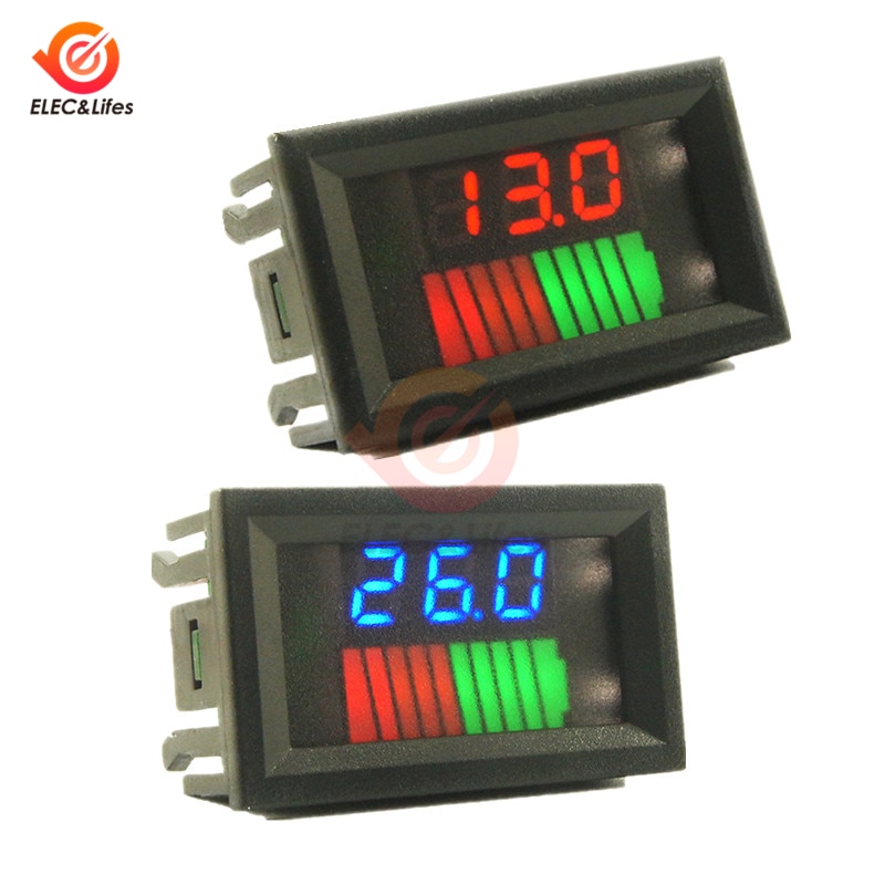 12V 24V Auto Blei Säure Batterie Ladezustand Anzeige 10 Segmente Lithium-Batterie Kapazität Tester Meter Dual LED Voltmeter Bausätze