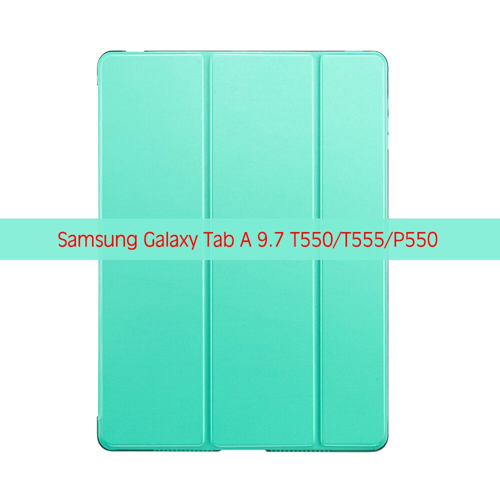 Surfplatta fodral för samsung galaxy tab  a 9.7 tum sm -t550 sm-t555 p550 p555 9.7 '' funda pc bak pu läder smart cover auto sleep: Mynta