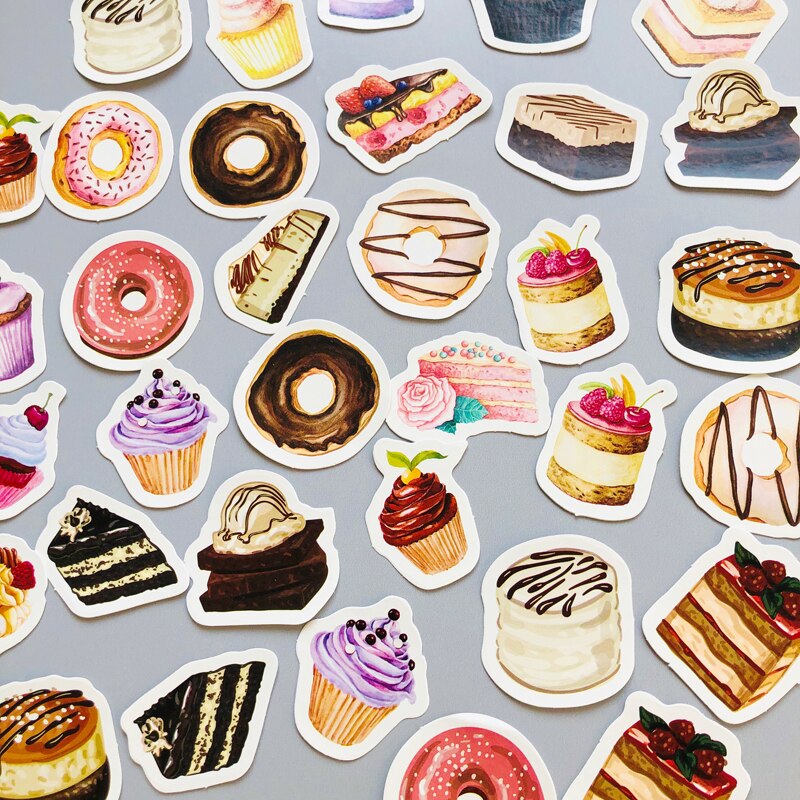 45pcs /Box Sweet Cake Dessert Adhesive Stickers Decorative Stick Label
