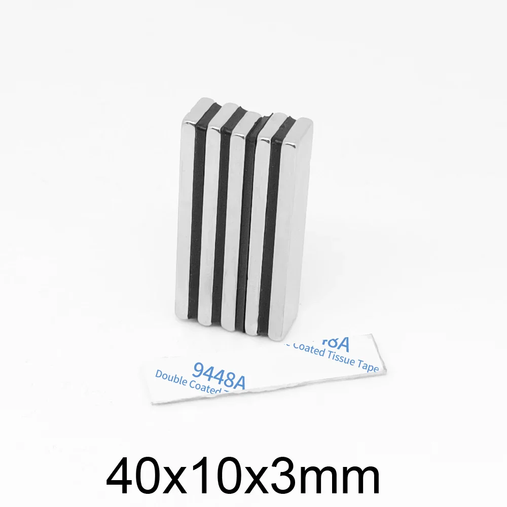 40x10x3mm Blok Krachtige Sterke Magnetische Magneten 40*10*3 Quadrate Magneet Met Tape Voor Koelkast, DIY, Wetenschappelijk, Craft 40x10x3
