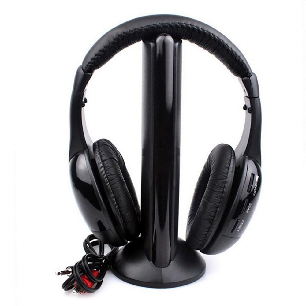 5 In 1 Hi-Fi Draadloze Headset Hoofdtelefoon Oortelefoon Voor Pc Laptop Tv Fm Radio MP3 Black Gaming Hoofdtelefoon Draadloze hoofdtelefoon: Default Title