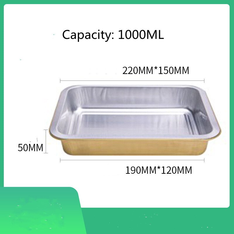 Aluminum Foil Sealed Tin Paper Box Thermal Insulation Disposable Grilled Fish Takeaway Packaging Box Baking lunch box: 1000ML