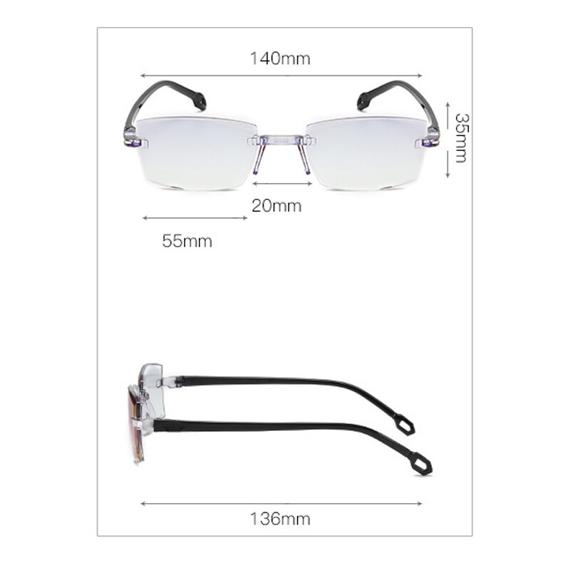 Diamond-cut Progressive Multifocal Presbyopia Eyeglasses Anti-Blue Light Glasses Reading Glasses