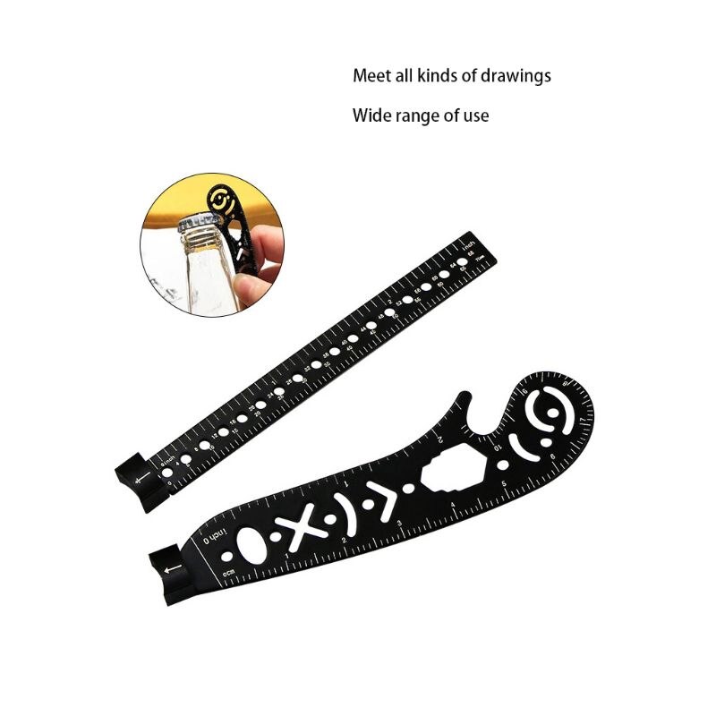 Drawing Compasses Tool Mini Curved Metallic Ruler Compass Protractor Combo Patterns Versatile Utensil