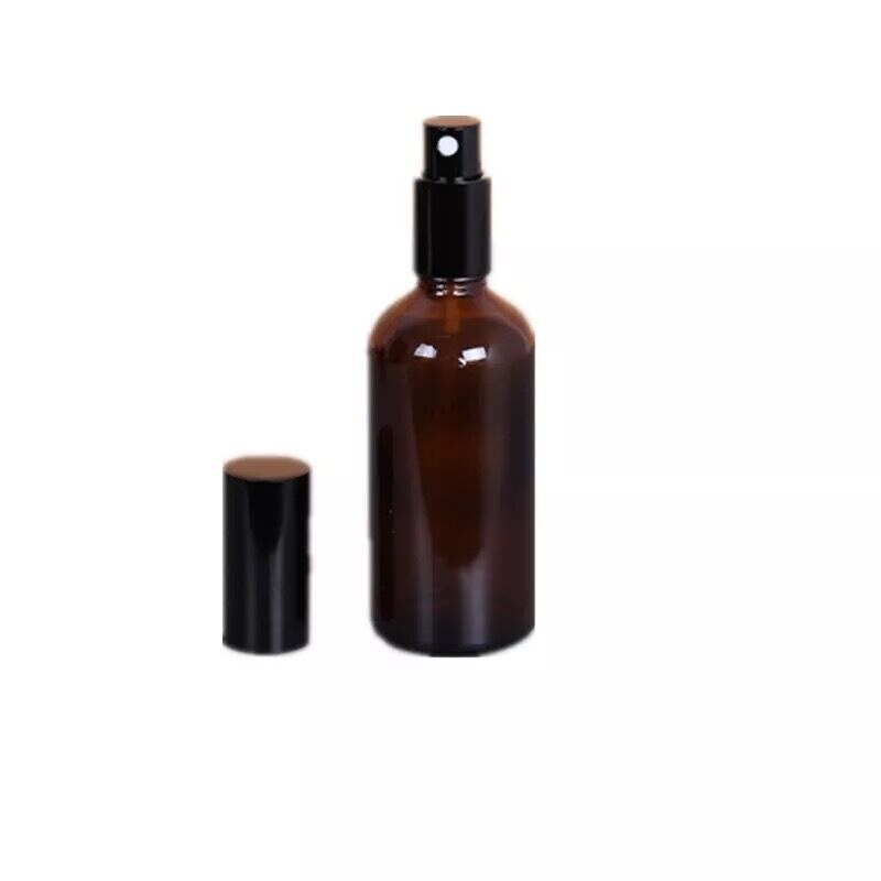 2pcs 5-100ml Portable Amber Glass Essential Oil Spray Bottles Mist Sprayer Container Travel Refillable Bottle Transparent Brown