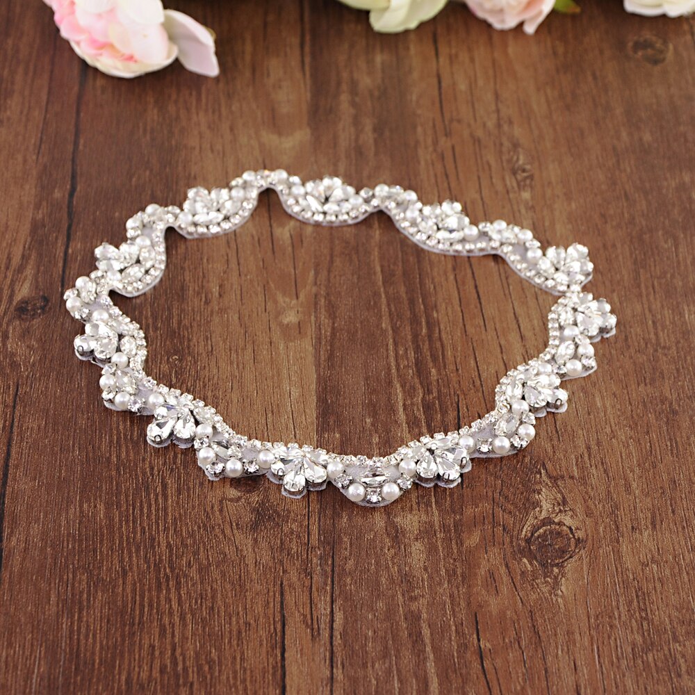 Perle brudekjole bælte juvel brude bælte rhinsten bryllup sash diamant brude tilbehør plus size rhinsten bælte scs 421