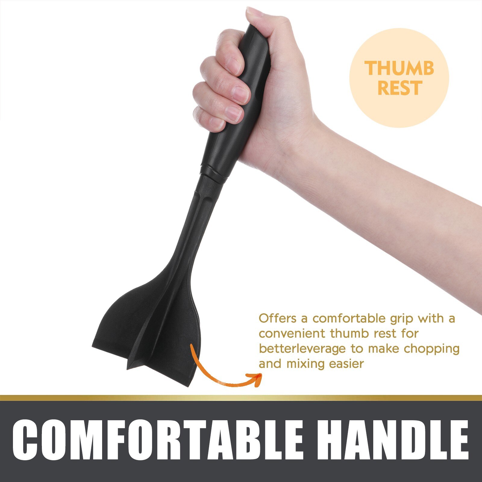 Kitchen Burger Meat Cleaver High Temperature Black Stirring Meat Cutting Tool Restaurant Cooking Seasoning Crushing Tool