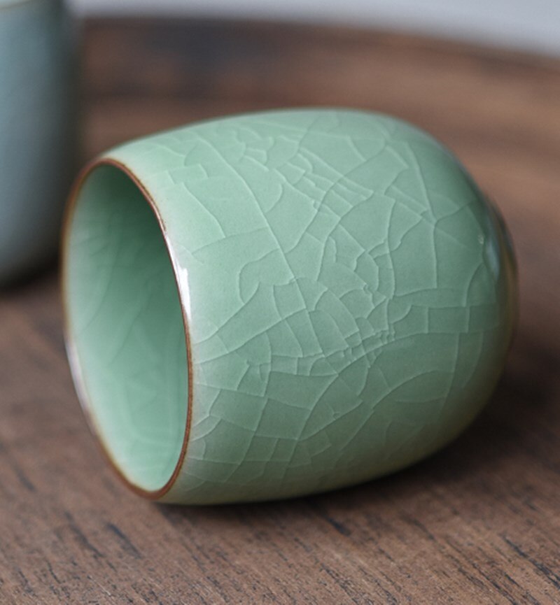 Crackle Glaze Tea Cup Geyao Kiln Marked Cup Longquan Celadon Porcelain Teacup Ceramic Tea Cups For Pu'er Tea