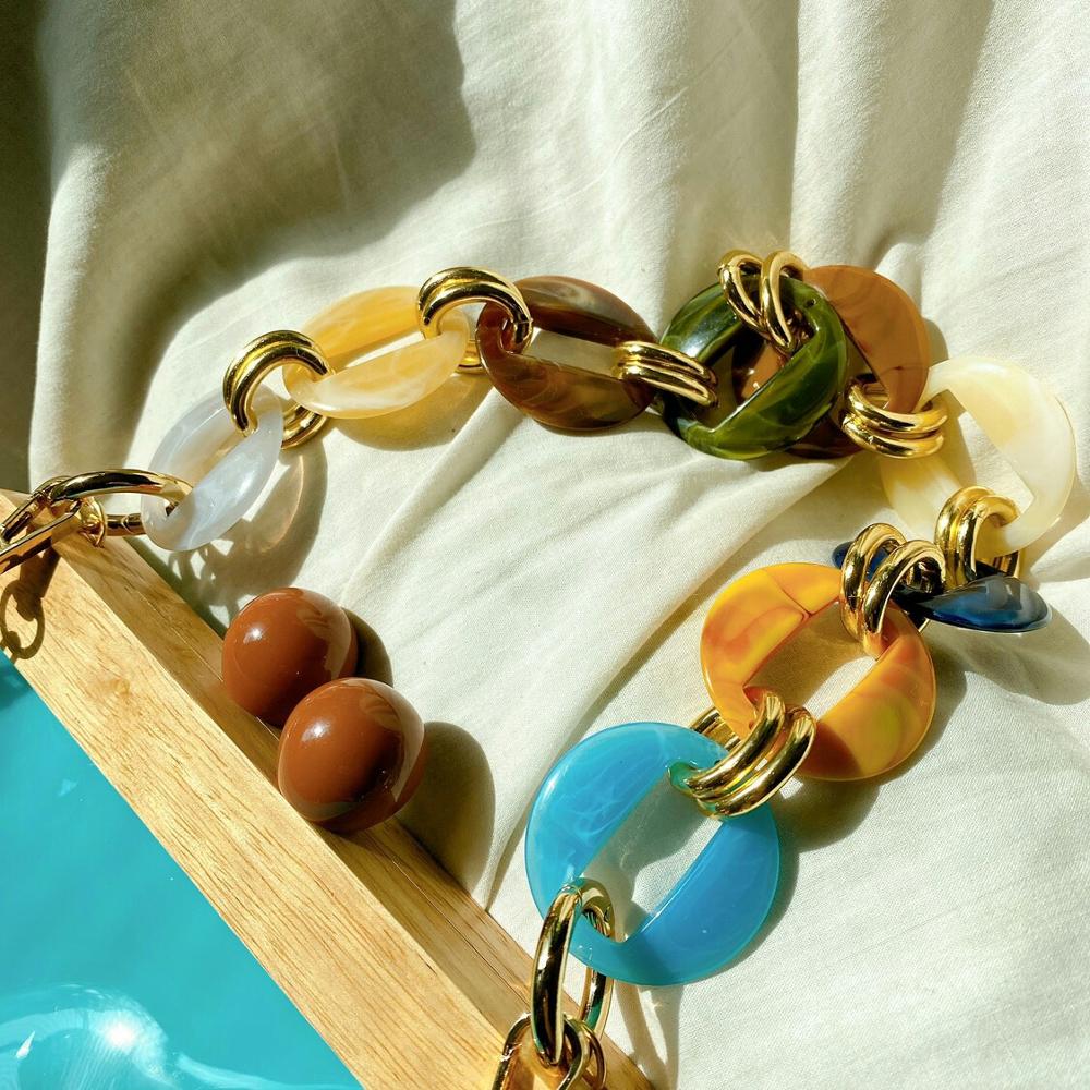 Acryl dames transparante gelei tassen retro houten clip tas dames schouder messenger tassen ketting crossbody tassen