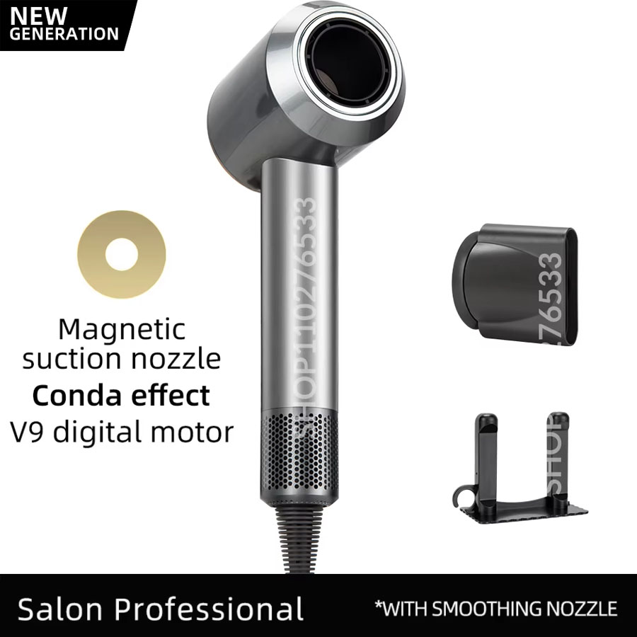 Secador de pelo iónico eléctrico 5 en 1, secador de pelo sin aspas de alta velocidad, secador de pelo de iones negativos de 1,8 M, secador de pelo súper sin hojas: Castaño