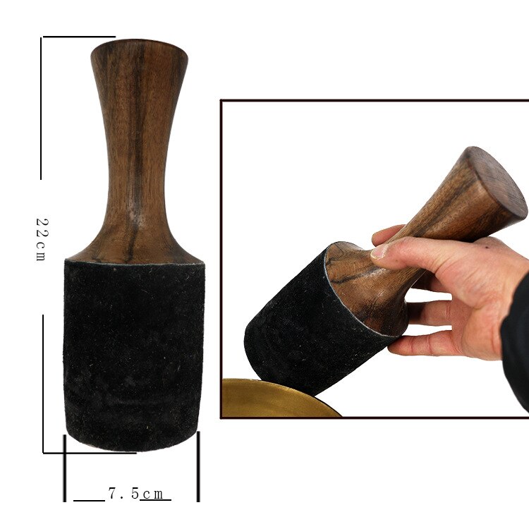 Cuenco tibetano de cuero palo de martillo palo de madera mango de meditación budista tibetana cuenco de canto accesorio 8-25cm: Chocolate