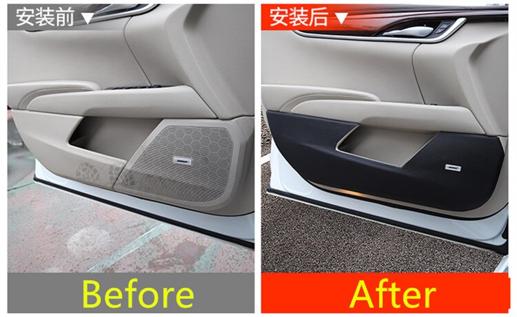 4 stk/sæt sort /kulfiber pu læder døre anti-kick pad måtte til cadillac atsl  xt5 xts  ct6 aab 251