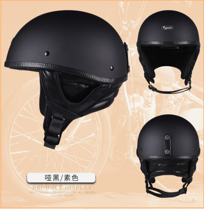 Brammo Moto Rcycle Helm Vintage Pu Leer Half Helm Moto Rbike Helm Moto Casco Bril En Masker