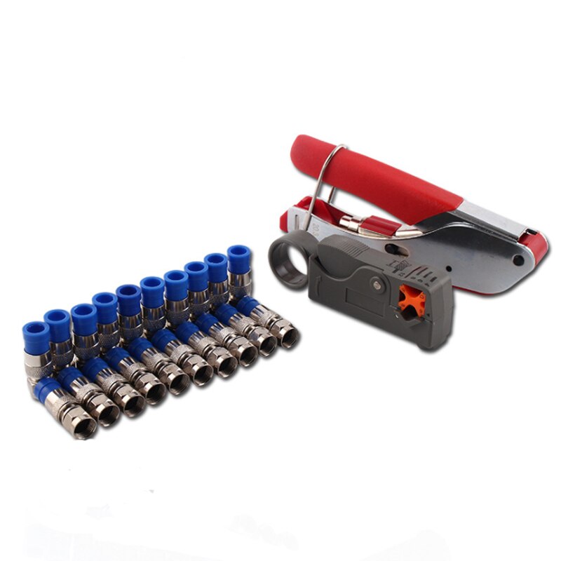 Coaxial Cable Crimping Tool Set Squeezing Forceps&amp;Wire Stripper For RG58 RG59 RG6 Coax Cable Crimper With Compression Connectors: SET2