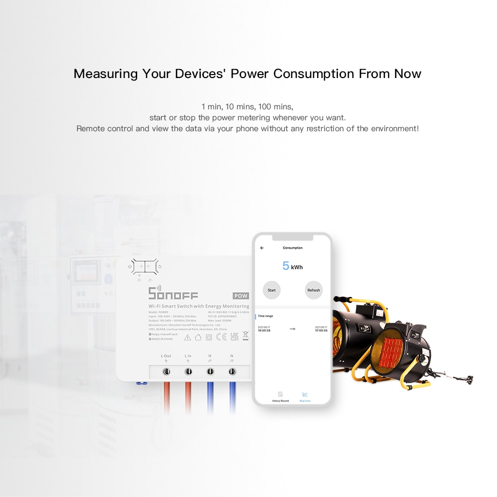 SONOFF – interrupteur intelligent POW R3 25A avec WiFi, mesure de puissance, Protection contre les surcharges, piste d&#39;économie d&#39;énergie sur eWeLink, commande vocale via Alexa