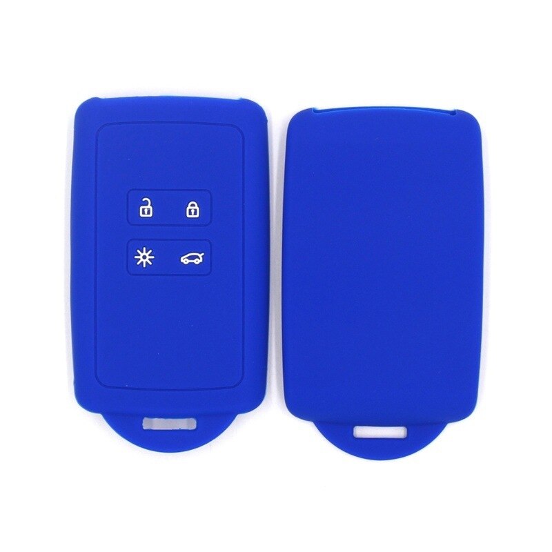 1pcs Silicone rubber car key case cover for Renault KOLEOS Kadjar Arkana for samsung QM5 4 button card smart key shell set: Blue