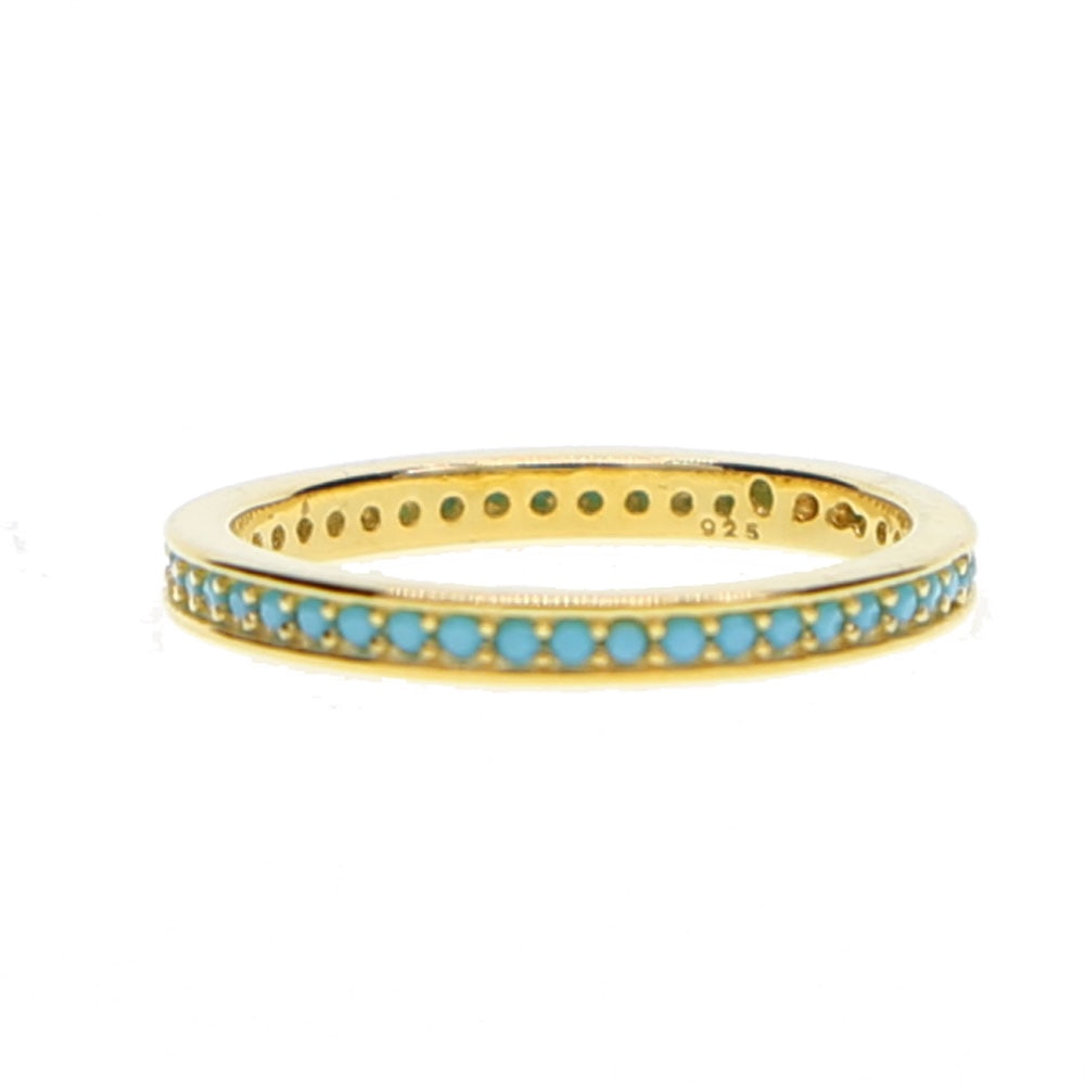 Shiny gold color delicate ring 925 Sterling Silver Turquoises Ring Female Casual wedding ring For Women stack Ring Jewelry