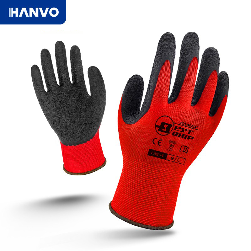 HANVO 5 paia addensare PU Nitrile guanti da lavoro con rivestimento di sicurezza guanti rivestiti con palmo guanti da lavoro meccanici: LA304B / XL