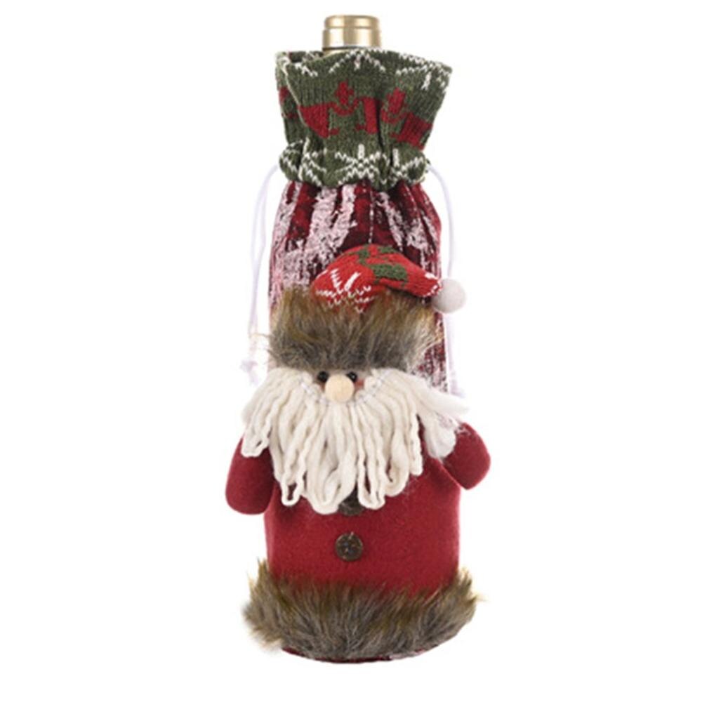 Jul rödvinsflaska hållare täckväska elf champagne rödvinsflaska set dekorer julbordsdekorationer: A