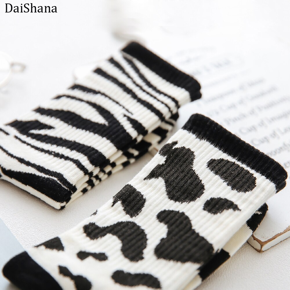 Harajuku kawaii søde sokker kvinder mejeri zebramønster bløde åndbare bomuldsstrømper ankelhøje afslappede behagelige sokker st.
