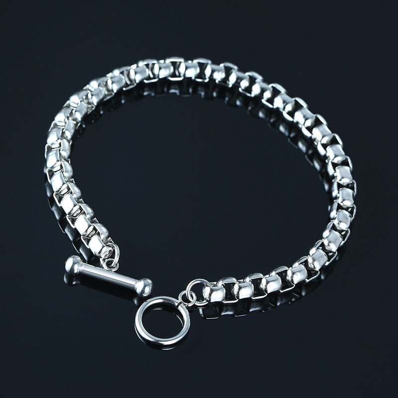 4 à 6MM boîte ronde chaîne BRACELET 6.3 à 8.26 pouces d'épaisseur en acier inoxydable boîte lien chaînes pour hommes femme bijoux