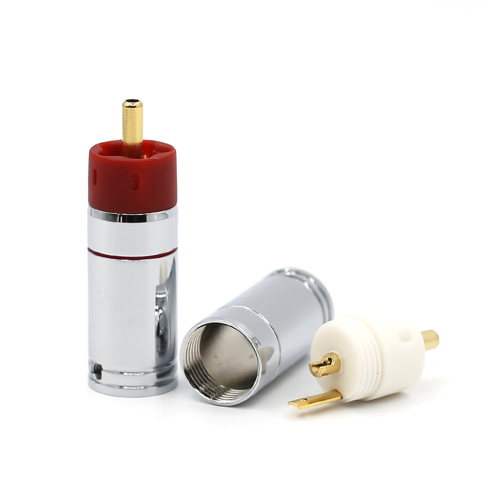 4 pçs alta fidelidade diy 9mm prata chapeado ou banhado a ouro rca plug conector de bronze, alta fidelidade rca jack