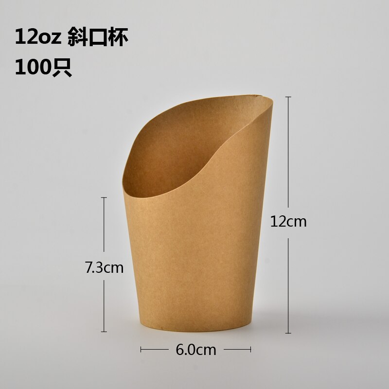 100pcs Kraft paper potato chips box disposable paper bags,french fries cup,food bags,snack packing boxes,Hand holding snack cup: 12oz