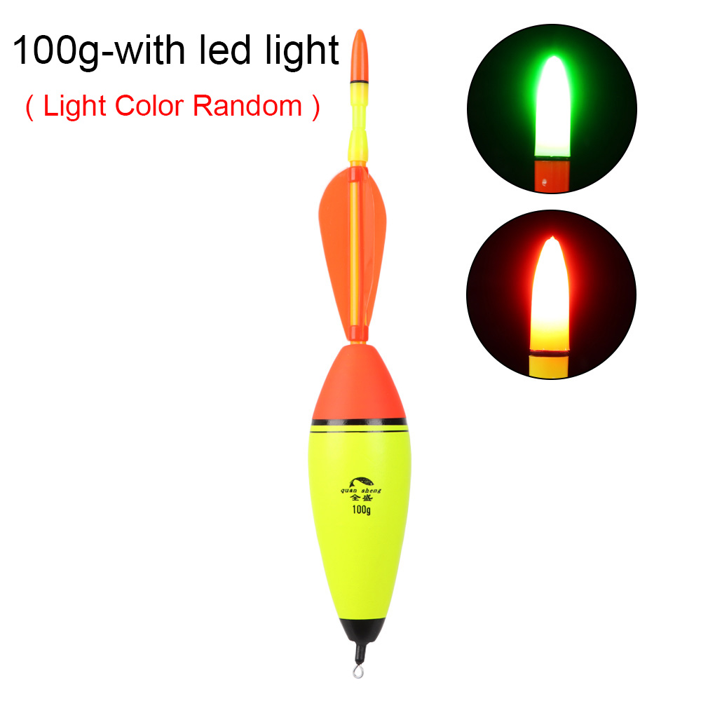 Flotteur de pêche lumineux, avec aile rotative, élastique, en mousse, 40g – 100g: 100g-with led light