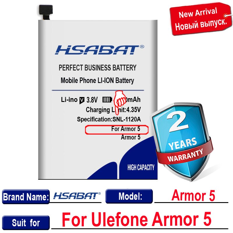 HSABAT Armor 5 6800mAh Battery for Ulefone Armor 5 Batteries