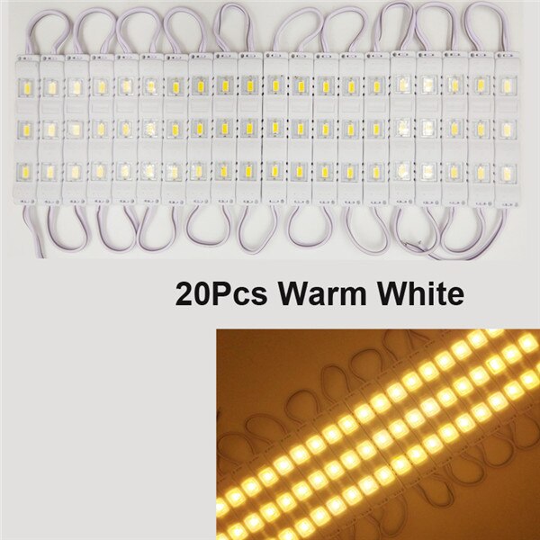 20ps 10ps ip65 5730 3 led modul vandtæt varm hvid, ren hvid, rød, grøn, blå, pink, gul sprøjtestøbningslys til  dc 12v: 20 stk varmhvid