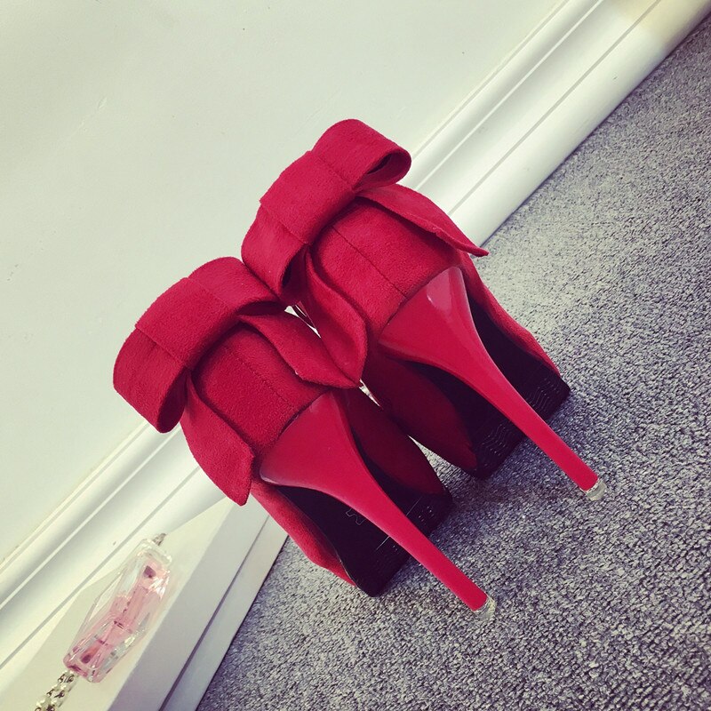 Winter Neue Stilett Fersen Stiefeletten für Frauen Flach Runde Kappe Mikrofaser sexy Hochzeit Schuhe rot Schuhe Frau Okzident