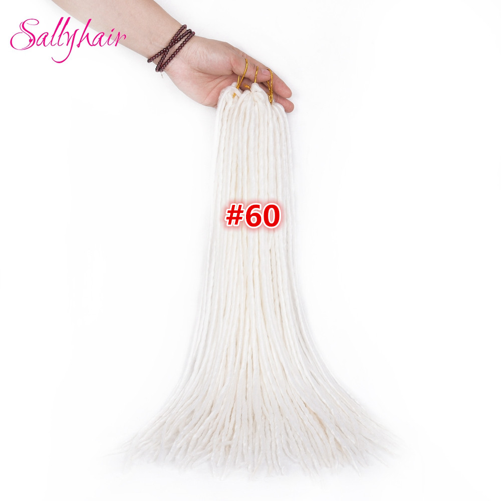 Sallyhair-extensiones de pelo largo para hombre y mujer, trenzas de ganchillo sintéticas, blancas y negras, 20 pulgadas, 12 hebras, hechas a mano: #60