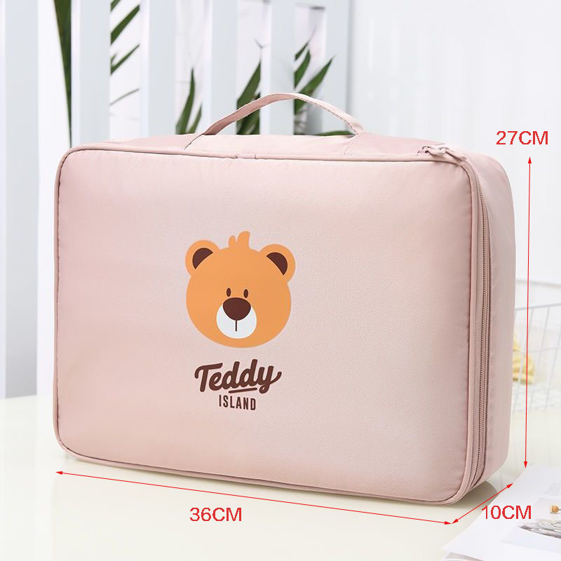 Large-capacity Document Storage Organizer Bag File Container Bills Folder File U Disk Arrange Briefcase Practical Accessories: B Pink