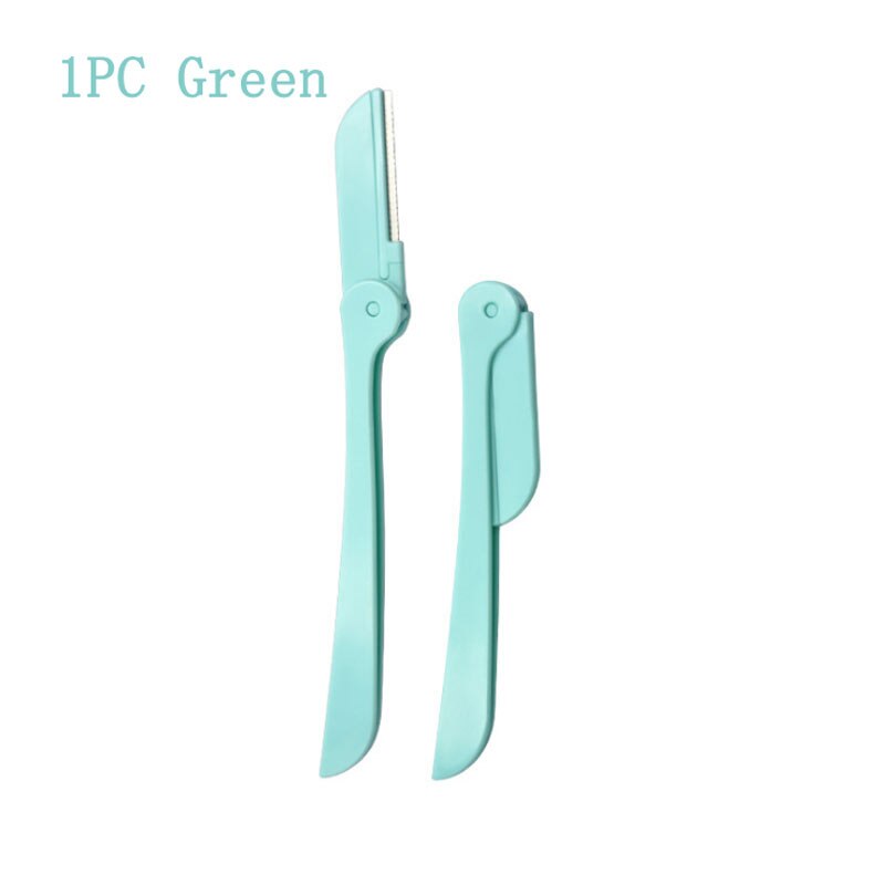 Kit de depilación portátil para cejas, maquinilla de afeitar facial para mujer, juego de cosméticos de corte plegable para cejas, 1/3 / 6 uds.: 1PC Green