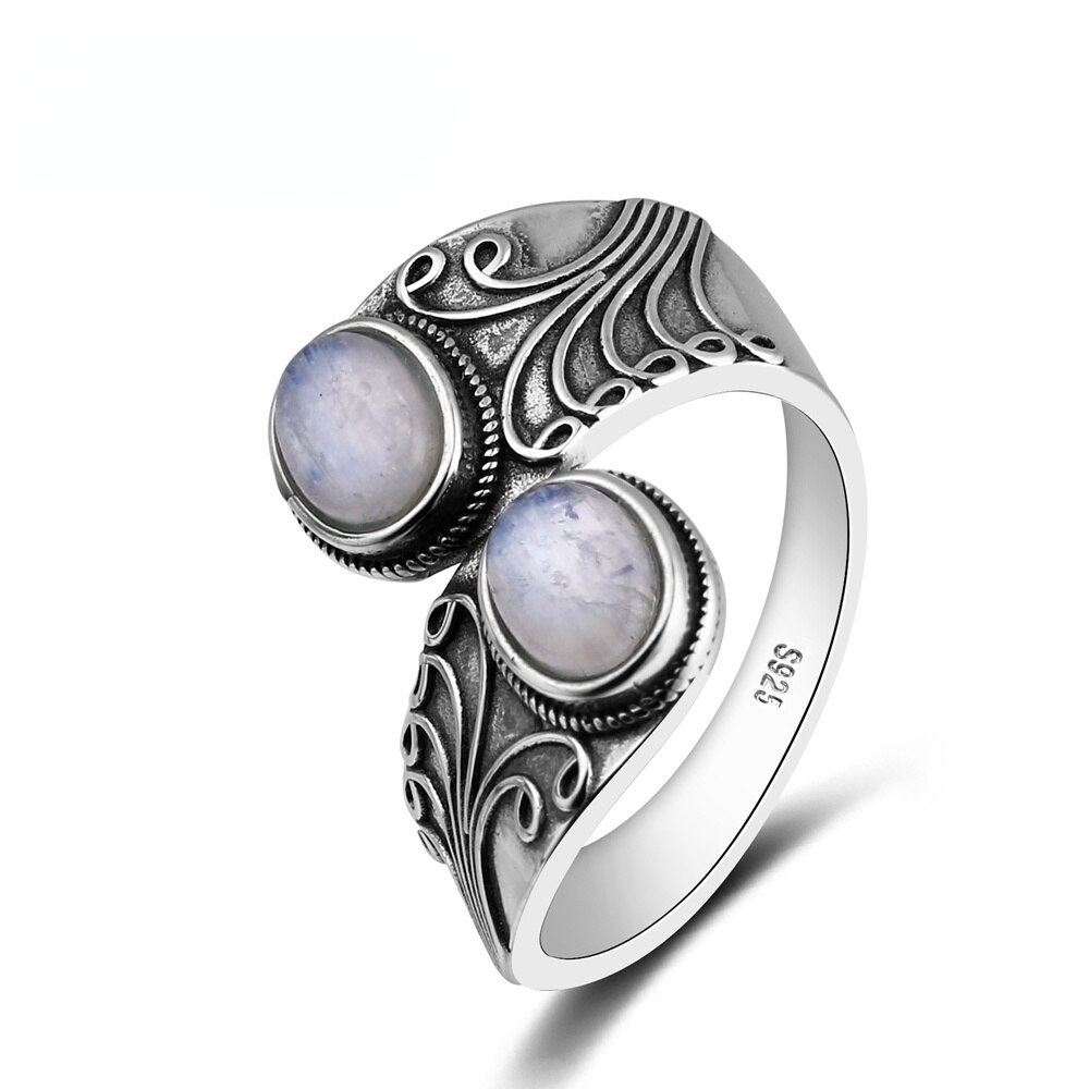925 sterling silver natural moonstone rings for men and women, creative elegant jewelry, party birthday accessories