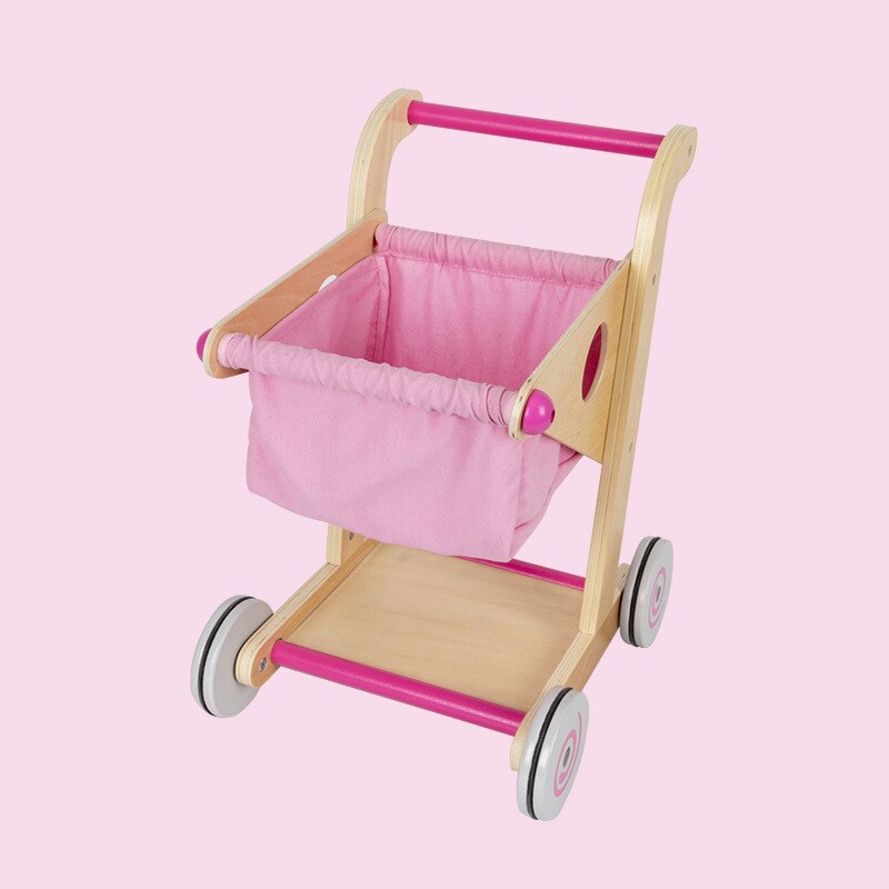 Children&#39;s Simulation Mini Shopping Cart Supermarket Cart Toy Wooden Toddler Cart Role Playing Cart Fun Cart Toy