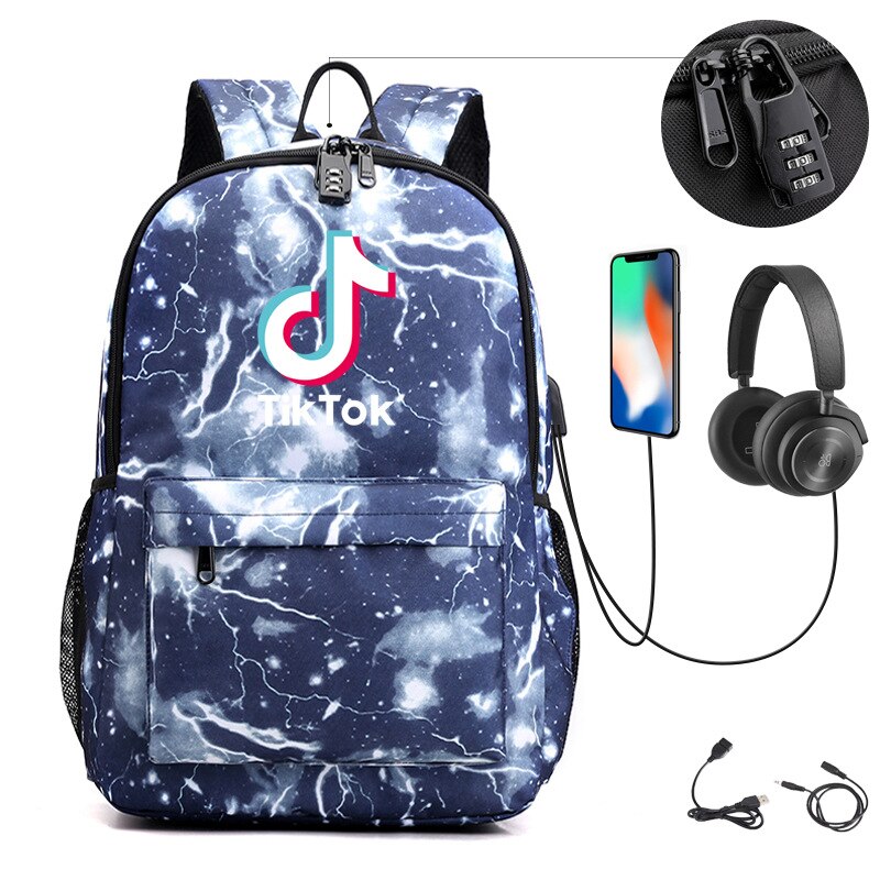 Zaino TikToK multifunzione USB Charge Travel Mochilas Canvas Student zaino antifurto per adolescenti ragazzi ragazze borse da scuola