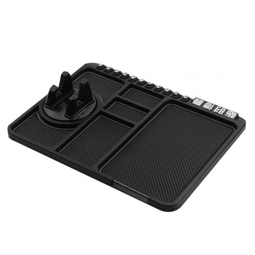 Anti-slip Multifunctional Car Dashboard Mat Keys Cell Phone Stand Holder Pad: Black